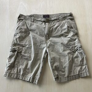 Y2K Wearfirst Cargo Shorts Mens 38 Beige Cotton Spandex Stretch Relaxed Fit